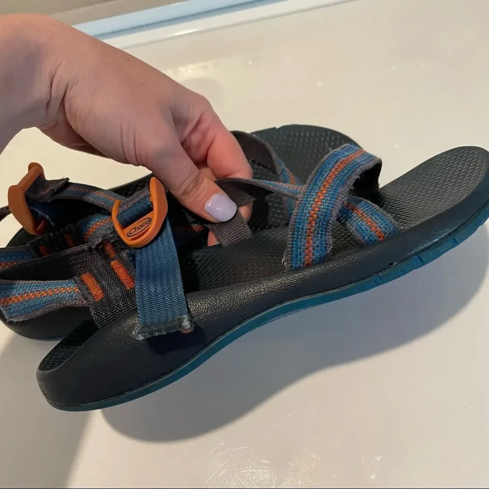 Chaco Kids Z/1 Ecotread Sandals in Split Blue & Orange